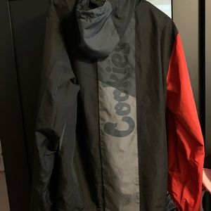 COOKIES Windbreaker Zip Corleone Jacket Color Block Red Black Gray Size L Unisex